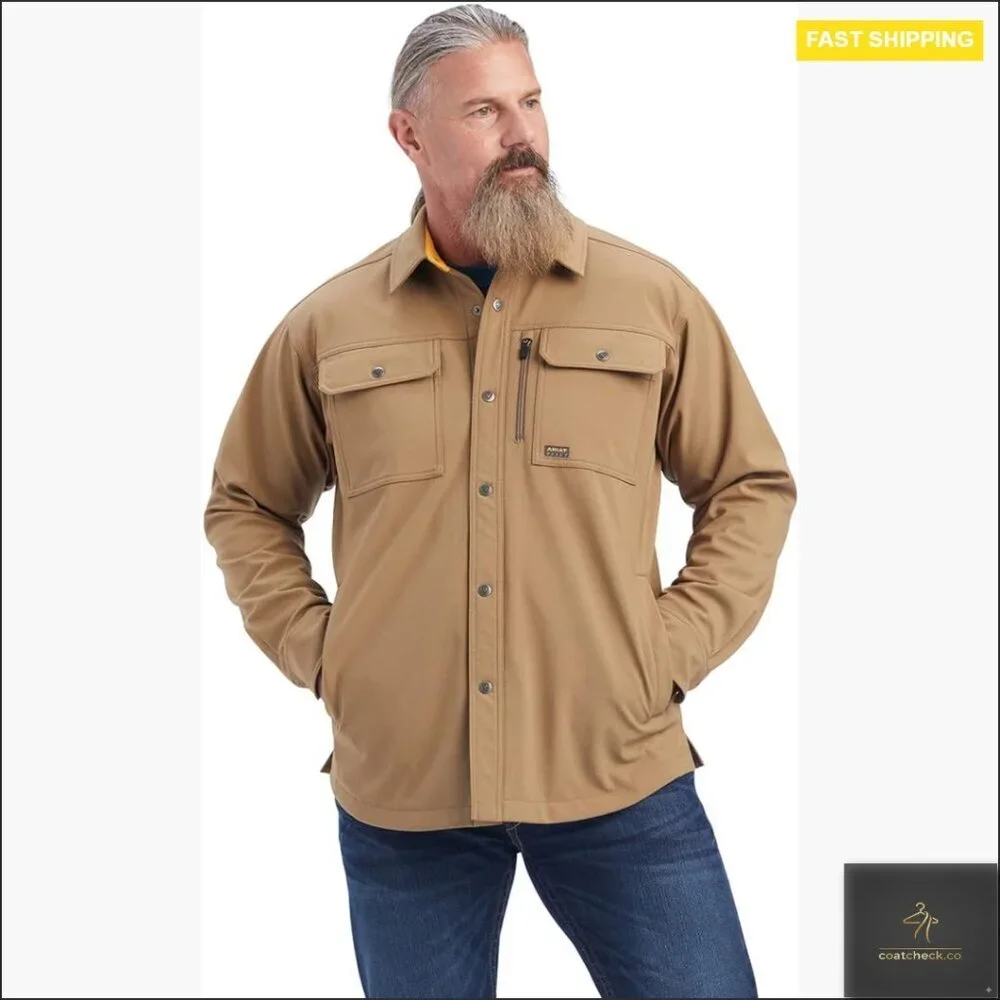 Utility Softshell Shirt Jacket Lightweight Water Repellent Fleece Lined Outdoor